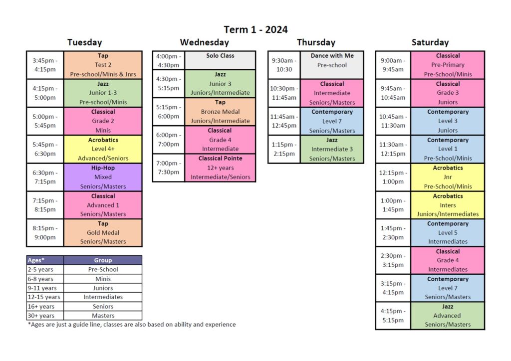 2024 Term 2 Timetable